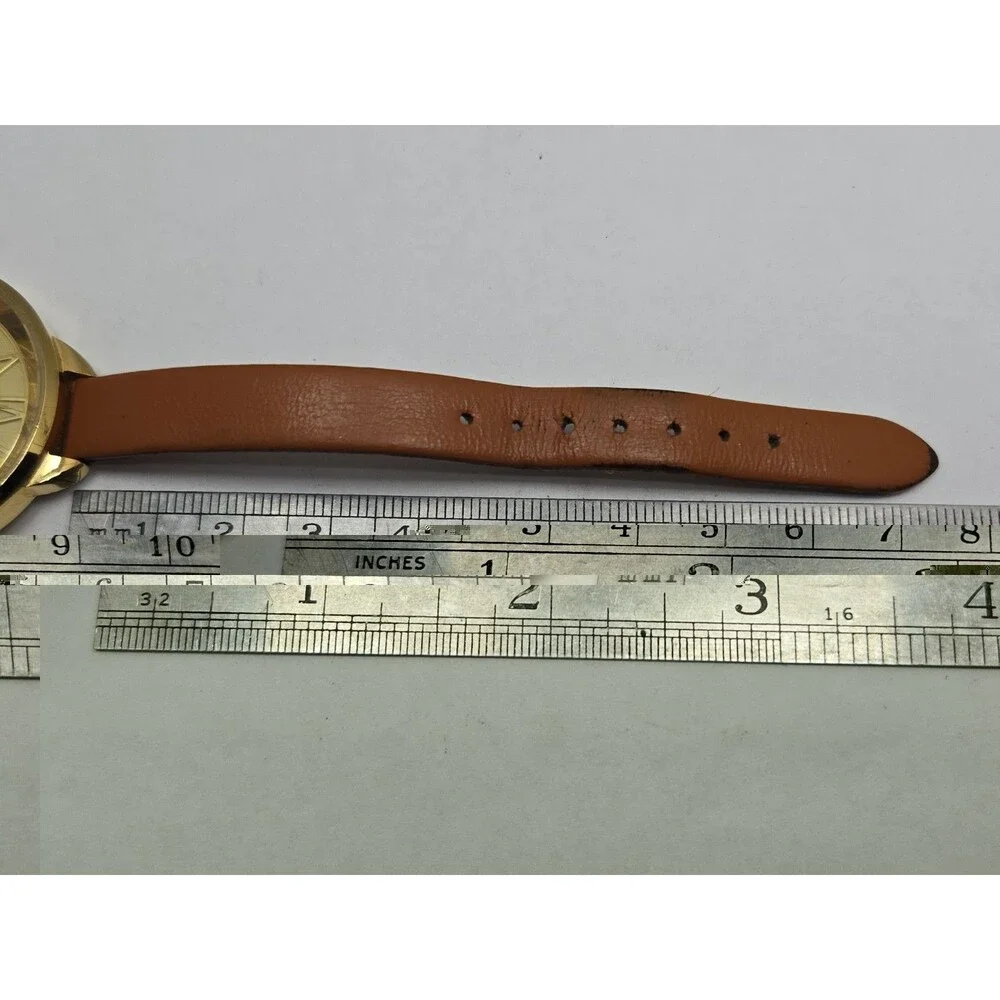 Bertha Madison Womens Gold Tone 36mm Watch Leather Classic Dress New Battery